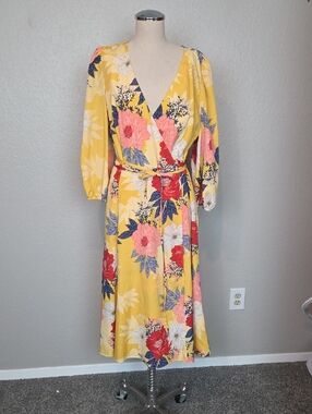 Eliza J Mustard Yellow Wrap Dress Size 12